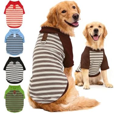 Imagem de Suéter para cães leve e elástico camiseta de lã listrada para animais de estimação roupas de gatos macio para cães pequenos, médios e grandes (marrom, 6GG)