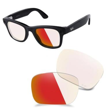 Imagem de AOZAN Lentes de substituição ANSI Z87.1 para óculos inteligentes RayBan Meta Wayfarer RW4006 de 50 mm, fotocromáticas e resistentes a impactos - Fotocromático Vermelho Eclipse