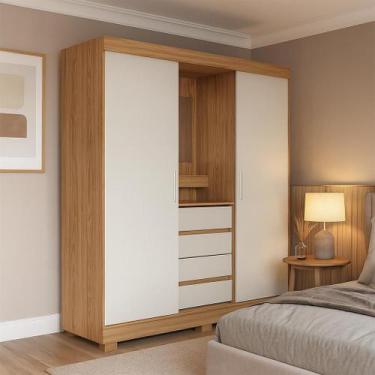 Imagem de Guarda-Roupa Casal com Espelho e Penteadeira Grécia 2 Portas 4 Gavetas