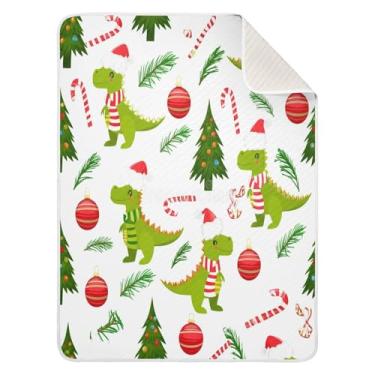 Imagem de GakkiGii Cobertor de bebê de dinossauro de Natal 76 x 101 cm, manta de algodão macio para meninos e meninas, cobertor de carrinho de berço para cochilos e viagens