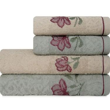 Imagem de Jogo de Toalhas 4 Peças Banho e Rosto 100% Algodão Karsten Encanto, BE