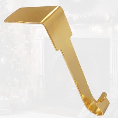 Imagem de 1 peça de suportes de meia de Natal de metal durável, ganchos antiderrapantes para exibição de ornamentos resistentes, ideais para decorações festivas de lareira e festas de fim de ano (ouro)