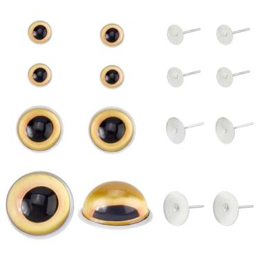 Imagem de SUPERFINDINGS 4 pares de cabochão de olhos de vidro, olhos de segurança de animais para artesanato, cabochão, gato, coruja, olho de pássaro, para fazer argila, adereços de esculturas e acessórios para