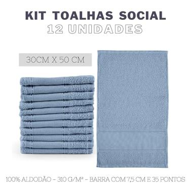 Imagem de Kit 12 toalhas de rosto ideal pra lavabo social - Azul celeste