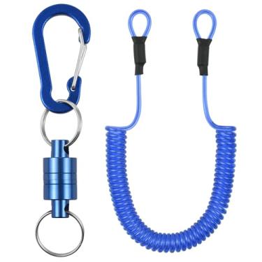 Imagem de Cordões Elásticos de Cordão Ferramenta com Grampos Carabiner Liberação Rede Magnética para Pesca Mosca Rápida Mola Esticável