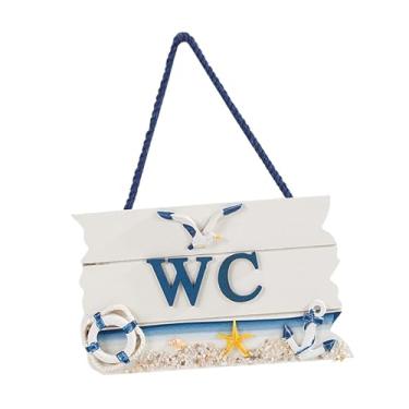 Imagem de WeiLaiKeQi Placa de sinalização para banheiro, estilo mediterrâneo, para pendurar na porta ou parede, ideal para banheiros, escritórios e lojas, Boia de Natação