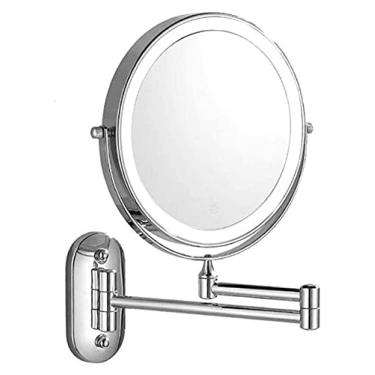 Imagem de Espelho de maquiagem espelho de maquiagem montado na parede espelho de maquiagem espelho de barbear - espelho iluminado LED espelho de banheiro para vaidade de hotel ajustável quadrado extensível 20