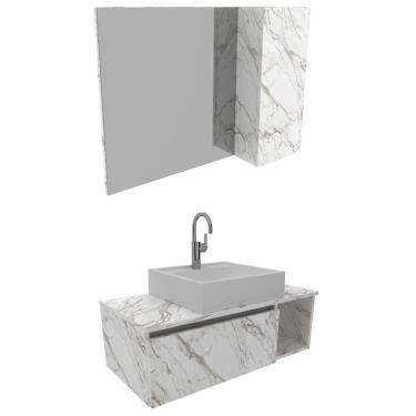 Imagem de Gabinete Com Cuba E Espelheira Bn3600x01x02 Marmore Branco