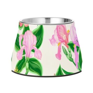 Imagem de Burbuja Tigela de ração para animais de estimação de aço inoxidável Flowers para comida e água, antiderrapante para cães médios e gatos, 590 ml