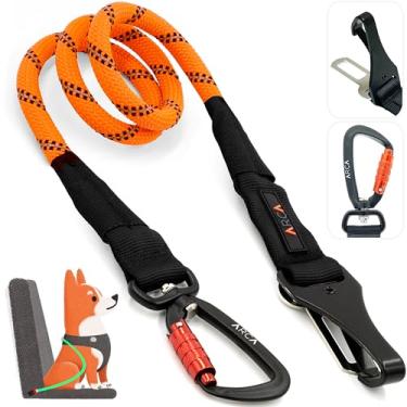 Imagem de Cinto de segurança para cães | Cinto de segurança universal para animais de estimação com corda de escalada refletiva, mosquetão de alumínio de aviação com giro de 360° e trava automática, retenção de