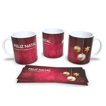 Imagem de Caneca de Cerâmica Natalina, Tema Papai Noel na Chaminé, Azul com Flocos de Neve, 325ml (19)