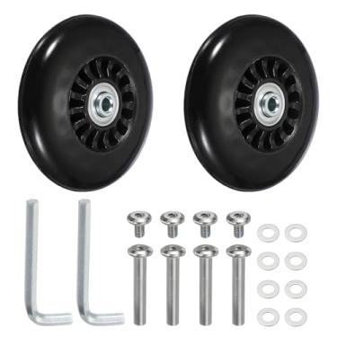 Imagem de YELARXI Replacement Luggage Wheels, Suitcase Wheels Replacement Kit 87x24mm & 1 Set & Rubber & Black - Fitting for (Swivel Caster Bearings Repair/Replacing/Roller Bag/Suitcase/Spinner)