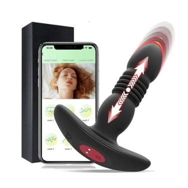 Imagem de Massageador de Próstata Vai e Vem Plug Anal com Controle por Aplicativo 14,2cm x 3,2cm 10 Intensidades Silicone Recarregável