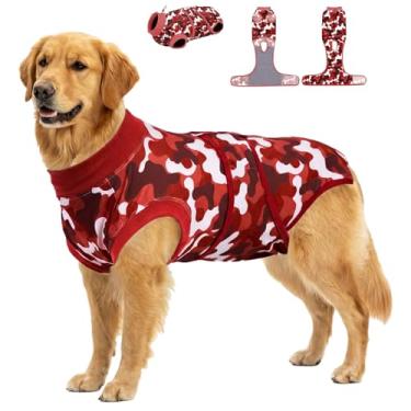 Imagem de PetWarm Alternativa de cone para cães, roupas internas para cães para recuperação de cirurgia, pijamas cirúrgicos para animais de estimação, terno feminino masculino para esterilização, padrão de