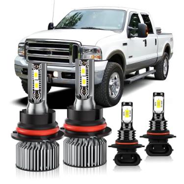Imagem de TSIANHUZY Adequado para 2001 2002 2003 2004 Ford F250 F350 F450 F550 Super Duty, kit combo de lâmpadas de neblina de farol alto e baixo, visibilidade melhorada branca 6000K, instalação direta com