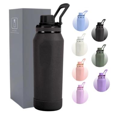 Imagem de Garrafa Térmica 500ml - Parede Dupla Isolada a Vácuo de Aço Inox, Acompanha Base Emborrachada, Bebidas Geladas por 24 Horas e Quentes por 12 Horas (Preto)