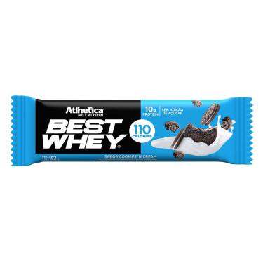 Imagem de Barra de Proteína Best Whey Atlhetica Nutrition Sabor Cookies`n Cream com 10g de Proteína Zero Açúcar 50g