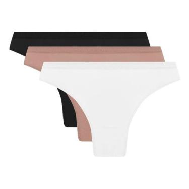 Imagem de Calcinha trifil biquini kit com 3 co1087 co4404 sem costura, Branco ma