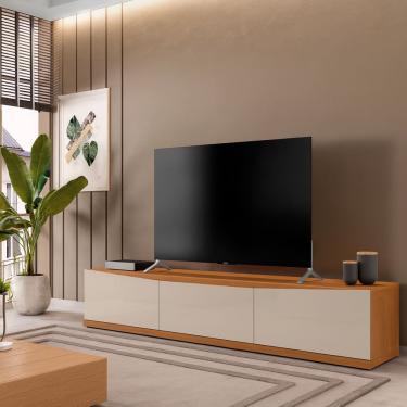 Imagem de Rack Eros 180cm 2 Portas 1 Gaveta para Tv até 60 Polegadas Cedro / OffWhite - Rede Móveis