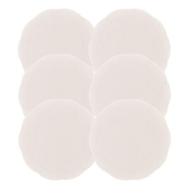 Imagem de Jogo 6 Prato De Sobremesa Porcelana New Bone Butterfly Branco Off White Lyor 19cm