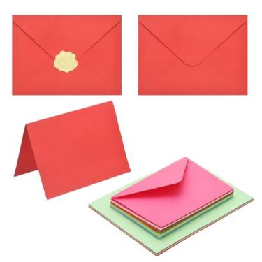 Imagem de PATIKIL Pacote com 20 envelopes de 10 cores sortidas 10 x 15 com cartões, envelopes A6 com aba em V com cartolina e adesivos dourados para cartões comemorativos de casamento, aniversário, convites