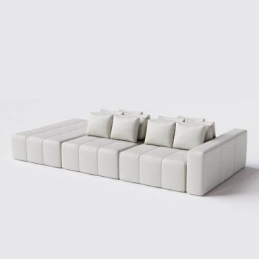 Imagem de Sofá Modulado Ilha Santorini 2,95m x 1,60m em Couro Off White - Home M