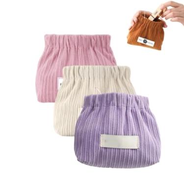 Imagem de GTIANHE-TAN Bolsa cosmética de bolso de veludo cotelê elástico com fecho automático bolsa de moedas à prova d'água para maquiagem, batom, fones de ouvido, organizador de joias, Terno 3, 3cps