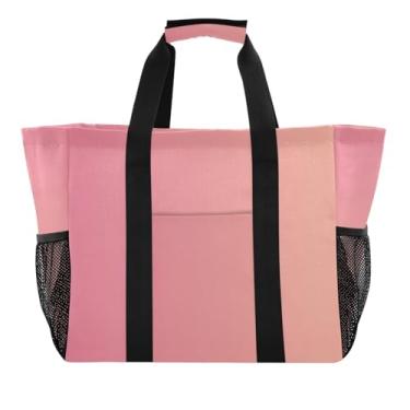 Imagem de ODAWA Bolsas de compras femininas resistentes à água e à prova de areia, bolsa de praia portátil resistente à água gradiente rosa