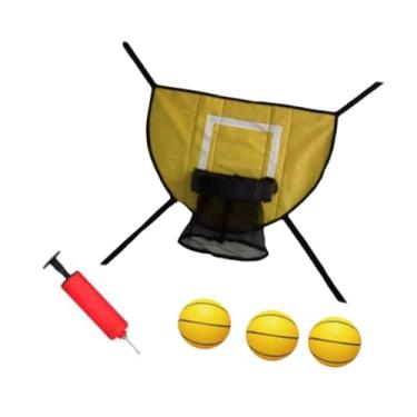Imagem de menolana Conjunto de cesta de basquete para trampolim, gol de basquete macio, acessórios de trampolim à prova d'água para treinamento infantil, Bola Amarela