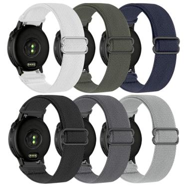Imagem de Farluya Pulseira de nylon elástico de 20 mm compatível com Garmin Vivoactive 6 Music/5/3/3, pacote com 6, pulseira esportiva macia respirável ajustável para Venu Sq/Venu 2 Plus/Forerunner 55/165/245