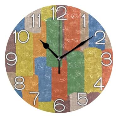 Imagem de Relógio de parede analógico decorativo operado por bateria para quarto e cozinha, arte de parede moderna e legal, decoração de casa, pincel colorido abstrato verde, 25 cm, ponteiros pretos