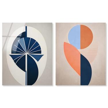 Imagem de Conjunto de 2 arte de parede de sala de estar com impressão acrílica Glamour dourada da Art Remedy, pronto para pendurar, 50 x 61 cm