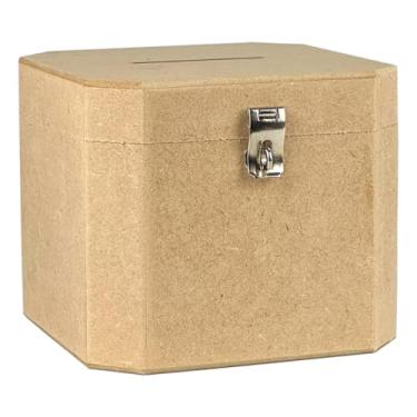 Imagem de Cofrinho de Madeira Em Mdf Cofre Com Furo Para Notas Moedas e Fecho Para Cadeado(OITAVADO)