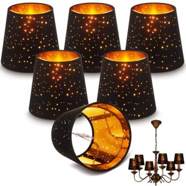 Imagem de Riakrum Conjunto de 6 peças de abajures de candelabro pequeno para pingente de parede, luzes de teto, lâmpadas de vela, encaixe de encaixe (estrela)