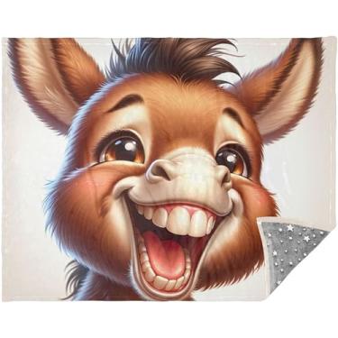 Imagem de TSENQUE Manta verde personalizada com estampa de animal de burro para sofá, cobertores aconchegantes para mulheres, presente cinza, cobertores de sofá 177,8 x 139,7 cm