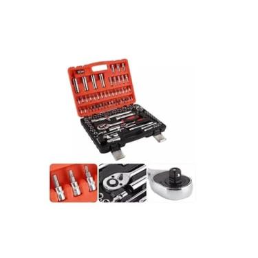 Imagem de KNAKASAKI Kit Ferramentas Chave Soquetes Sextavados 108 Peças Cromado