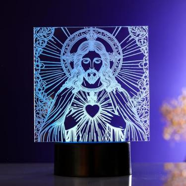 Imagem de PopLumos - Luminária led 3d/ abajur de mesa - Jesus Cristo