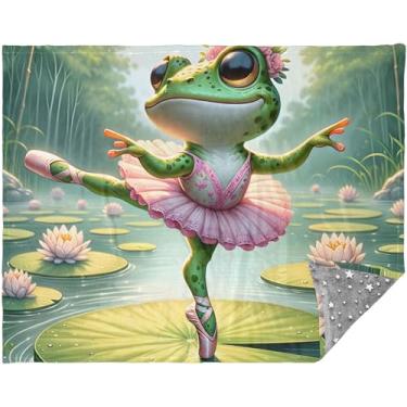 Imagem de TSENQUE Cobertores e mantas de lótus dançarinos de sapo engraçados personalizados para sofá 177,8 cm x 139,7 cm Presentes de viagem xadrez impressos cobertores de sofá