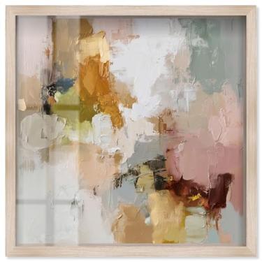 Imagem de Swirl of Joy III Shadowbox Print Taupe Boho Wall Art por Art Remedy, moldura loira, 33 x 33