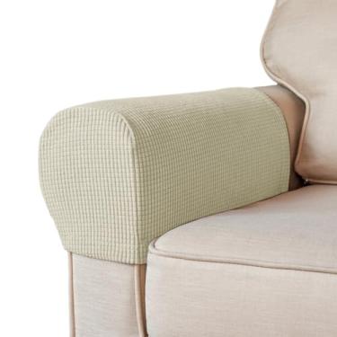 Imagem de BAHULA Capas elásticas para apoio de braço de elastano para cadeiras, sofás, poltronas, poltronas, poltronas, poltronas, poltronas, poltronas, antimanchas e laváveis, conjunto de 2, marfim