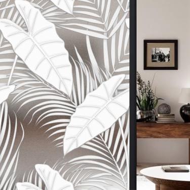 Imagem de Chicskin Película de privacidade de janela tropical fosca 3D sintética para porta e janela de vidro, 43 x 200 cm 3D-Caladium