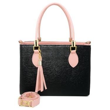 Imagem de Bolsa Feminina Média Transversal de Ombro (PRETO/ROSA)