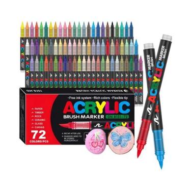 Imagem de Canetas De Tinta Acrílica Com Ponta De Pincel Em 12-120 Cores Para Art