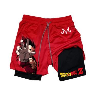 Imagem de Shorts Esportivos Masculinos De Dupla Camada Dragon Ball GOKU Vegeta A