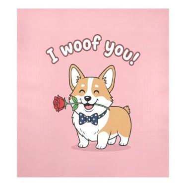 Imagem de Blueangle Capa de ímã de lava-louças Corgi de desenho dos namorados, decoração da capa frontal da máquina de lavar louça, adesivos de eletrodomésticos, adesivos de eletrodomésticos, 58 cm C x 66 cm