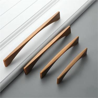 Imagem de Puxadores de porta de móveis de liga de zinco vintage café puxadores de gaveta de armário de vinho armário de vinho puxadores de porta de guarda-roupa ferragens 1 peça (ouro 160 mm)