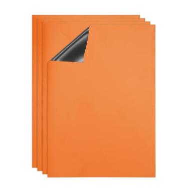 Imagem de PATIKIL Quadro apagável a seco, pacote com 4 ímãs A4, quadro branco, calendário de geladeira, quadro magnético, material de escritório para casa, cozinha, geladeira, mesa, parede, laranja