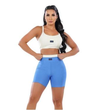 Imagem de Conjunto Feminino Short Cintura Alta Duas Cores Academia - Vitara, Bra