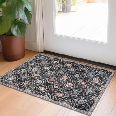 Imagem de KILOCOCO Tapete marroquino pequeno 5 x 7 cm, tapete de entrada, antiderrapante, lavável, tapete floral vintage, tapete de destaque oriental para lavanderia, cozinha, quarto, entrada interna,