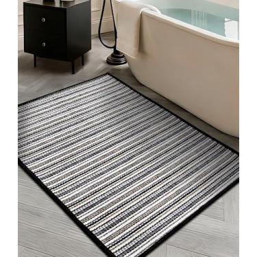 Imagem de YIHOUSE Tapetes de banho antiderrapantes para banheiro 61 x 91 cm, tapetes absorventes de secagem rápida, lavatória, cozinha, (branco, 61 x 91 cm)